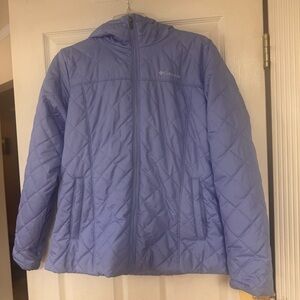 Columbia Big Kids Large Quilted Jacket Faux Fur Lined Hood Lavender